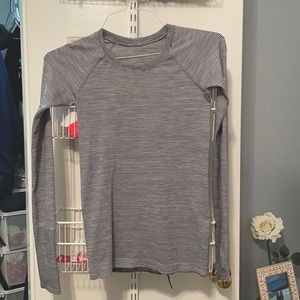 Lululemon swiftly tech long sleeve shirt, black and white stripes